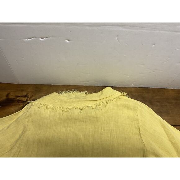 Match Point Yellow Linen Cowl Neck Pocket Tunic Top Womens Size Medium - Picture 10 of 10